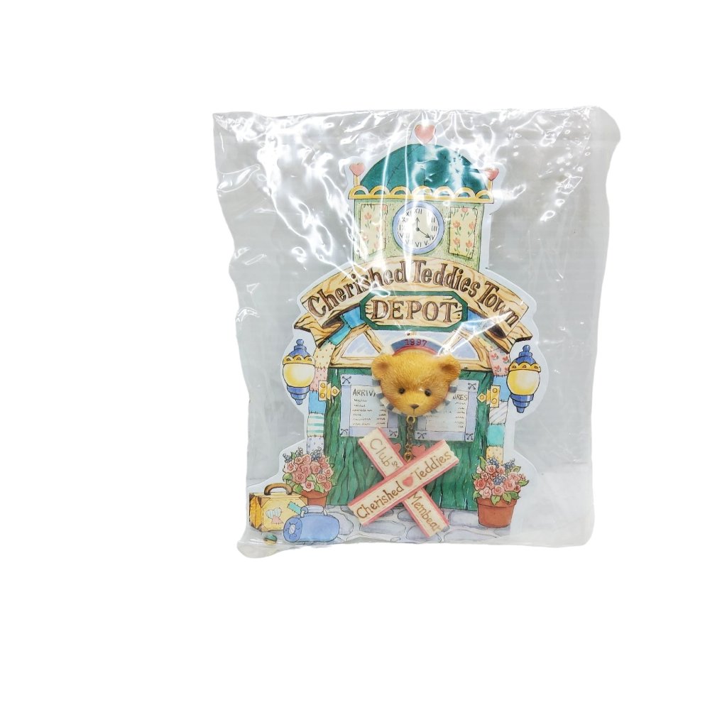 Vintage 1990s Enesco Cherished Teddies Town Depot Pin/Brooch